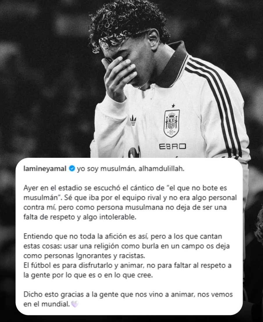 亚马尔发声谴责:我是穆斯林 足球是来享受的 不是侮辱攻击他人的